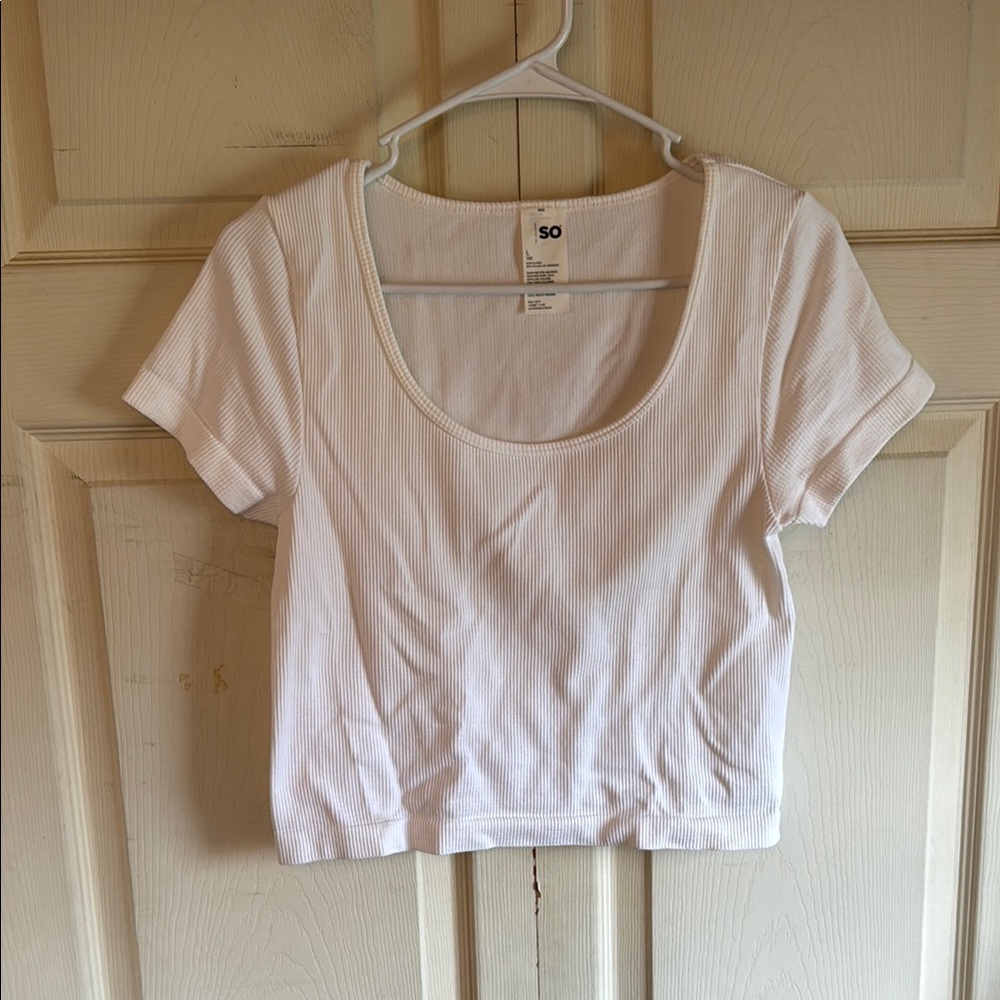 SO Women's White Ribbed Crop Top